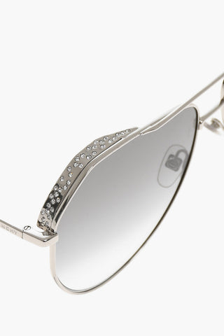 Aviator Sunglasses with Gradient Lenses and Rhinestone Decoration
