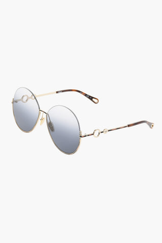 Oversized Round Sunglasses with Embellishment by Details Cut-Out