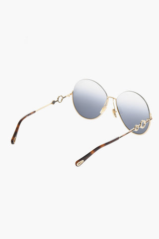Oversized Round Sunglasses with Embellishment by Details Cut-Out