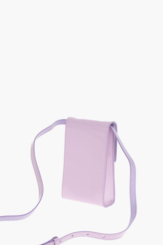 Patent Leather Crossbody Bag with Silvery Logo