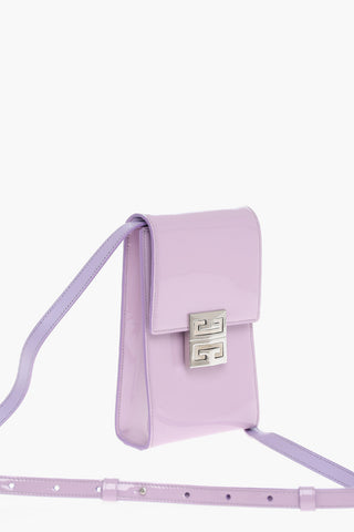 Patent Leather Crossbody Bag with Silvery Logo