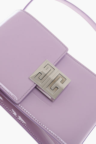 Patent Leather Crossbody Bag with Silvery Logo