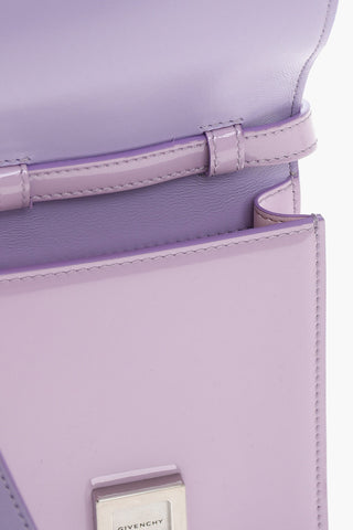 Patent Leather Crossbody Bag with Silvery Logo