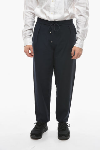 1-pleated Cropped Joggers with Drawstring
