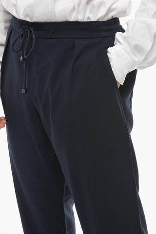 1-pleated Cropped Joggers with Drawstring
