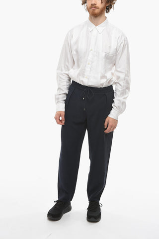 1-pleated Cropped Joggers with Drawstring