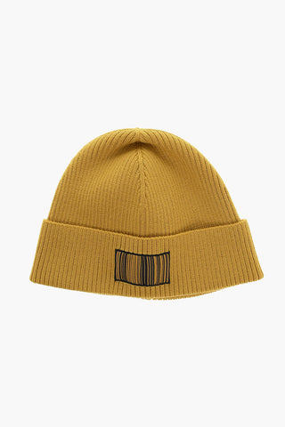 Ribbed Wool Beanie with Barcode Detail