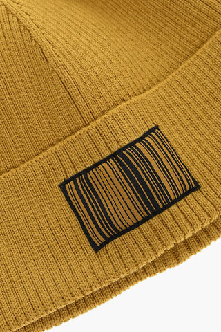 Ribbed Wool Beanie with Barcode Detail