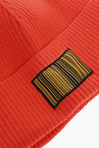 Ribbed Wool Beanie with Barcode Detail