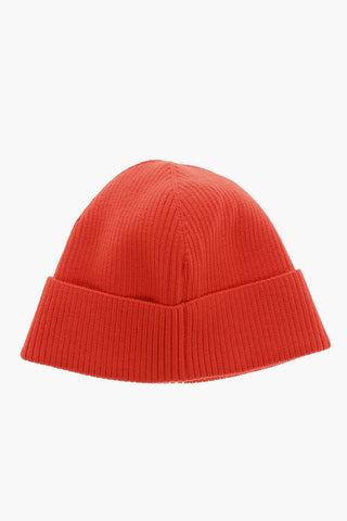 Ribbed Wool Beanie with Barcode Detail