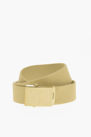Fabric Belt with Gold Tone Buckle and Engraved Barcode 40mm