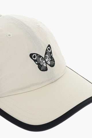 Cappello da Baseball in Nylon con Ricamo Farfalla