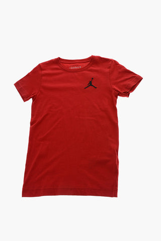 AIR JORDAN Solid Color Crew-neck T-Shirt with Embroidered Logo