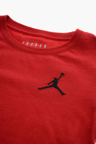 AIR JORDAN Solid Color Crew-neck T-Shirt with Embroidered Logo