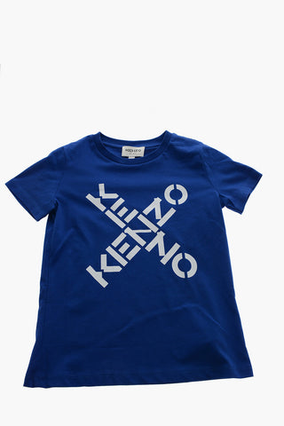 T-Shirt Girocollo con Stampa Logo a Contrasto