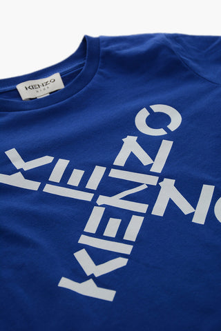 T-Shirt Girocollo con Stampa Logo a Contrasto