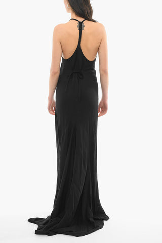 Sleeveless Maxi Dress With Raw Cut Bottom