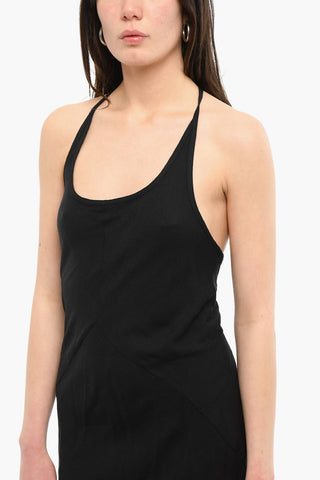 Sleeveless Maxi Dress With Raw Cut Bottom