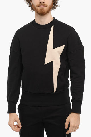 Felpa Girocollo TRI-COLOUR BOLT Slim Fit con Maxi Logo