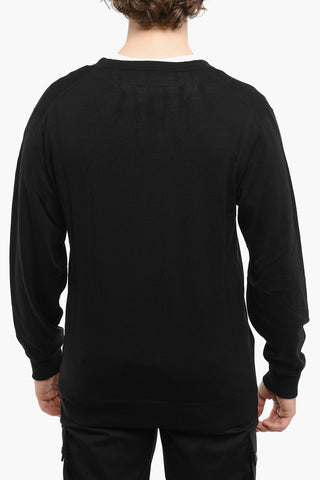 Wool Slim Fit Cardigan With V-Neck and Ridded cuff