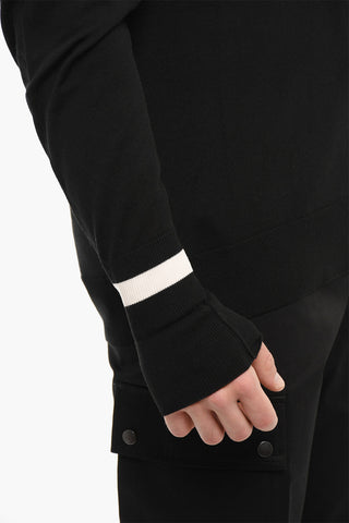 Wool Slim Fit Cardigan With V-Neck and Ridded cuff