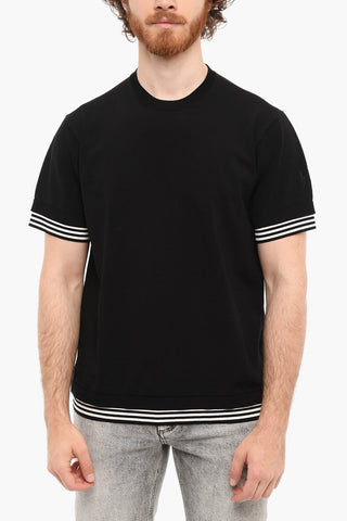 Loose Fit TECNO KNIT Short Sleeved T-shirt With Contrasting Bands