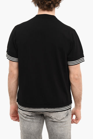 Loose Fit TECNO KNIT Short Sleeved T-shirt With Contrasting Bands