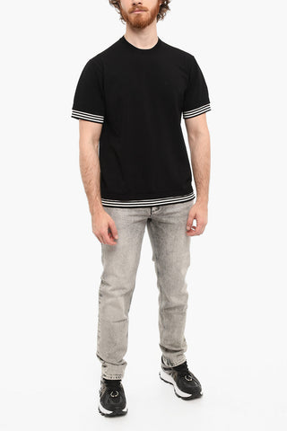 Loose Fit TECNO KNIT Short Sleeved T-shirt With Contrasting Bands
