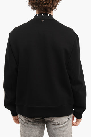 Technical Fabric Bomber Jacket with Embroidery on the Collar