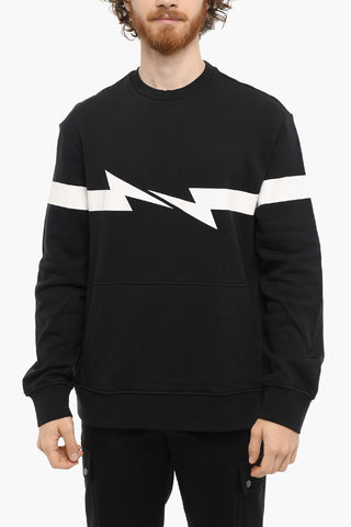 Patch Pocket HORIZONTAL BOLT Crew-Neck Sweatshirt