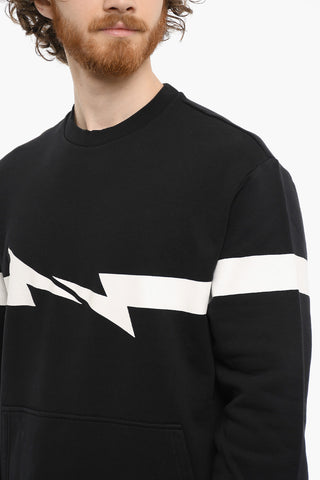 Patch Pocket HORIZONTAL BOLT Crew-Neck Sweatshirt