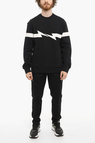 Patch Pocket HORIZONTAL BOLT Crew-Neck Sweatshirt