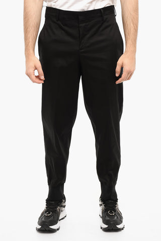 Slim Fit Pants with Ribbed Cuff