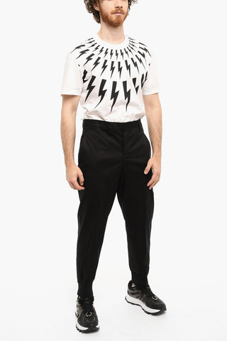 Slim Fit Pants with Ribbed Cuff