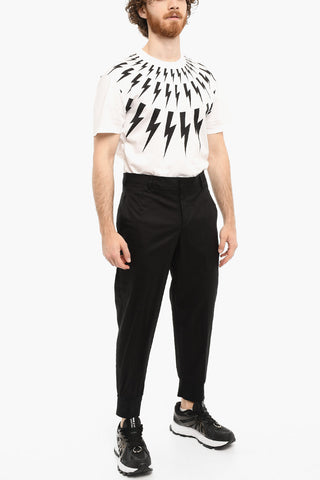 Pantaloni In Cotone Stretch Slim Fit a Vita Bassa