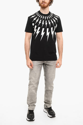 Slim Fit Printed FAIR-ISLE THUNDERBOLT Short Sleeved T-shirt