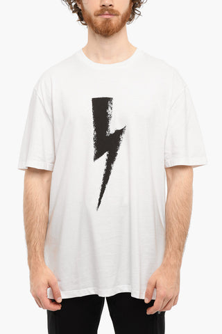 Crew-Neck CHALK BOLT T-shirt with Spray Effect