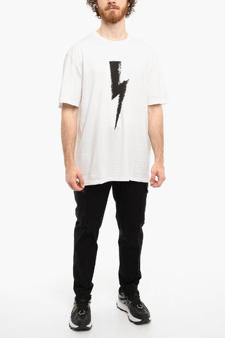 Crew-Neck CHALK BOLT T-shirt with Spray Effect
