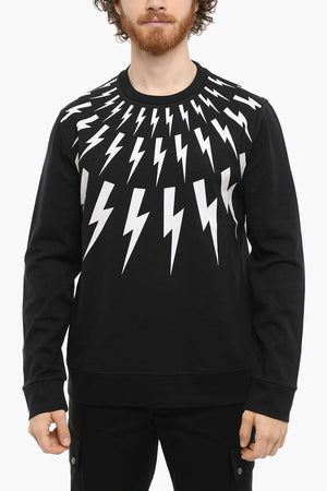 Crewneck Sweatshirt FAIR-ISLE THUNDERBOLT with Contrast Print