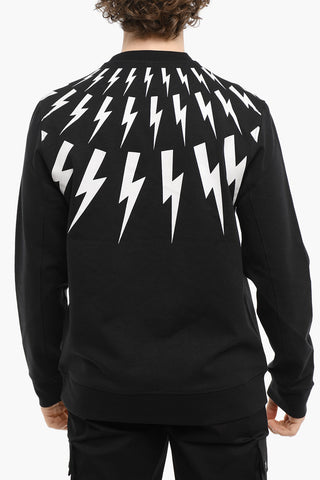 Crewneck Sweatshirt FAIR-ISLE THUNDERBOLT with Contrast Print