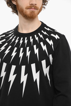 Crewneck Sweatshirt FAIR-ISLE THUNDERBOLT with Contrast Print