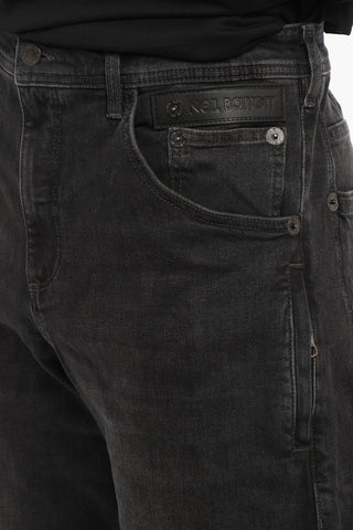 Jeans Baggy Fit in Lavaggio Scuro con Bottone Logato 23cm