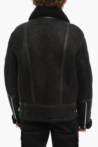 Slim Fit Shearling Jacket with Zip on the Sleeve