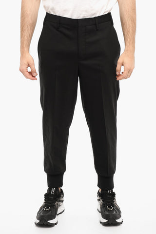 Pantaloni Slim Fit con Polsini a Costine
