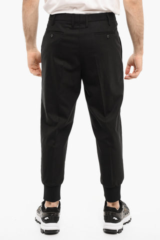 Pantaloni Slim Fit con Polsini a Costine