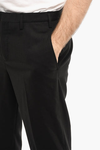 Pantaloni Slim Fit con Polsini a Costine