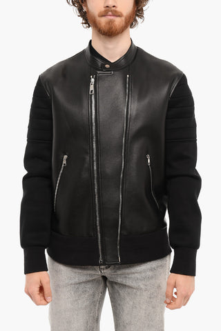 Leather and Technical Fabric HYBRID BONDED Jacket with Silver Details