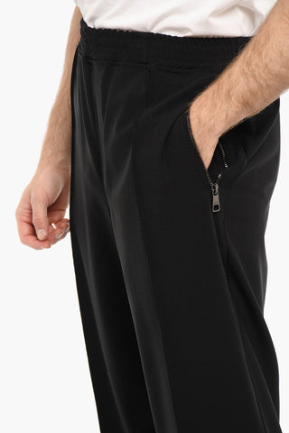 Low-Waist Virgin Wool Blend Loose Fit Casual Pants