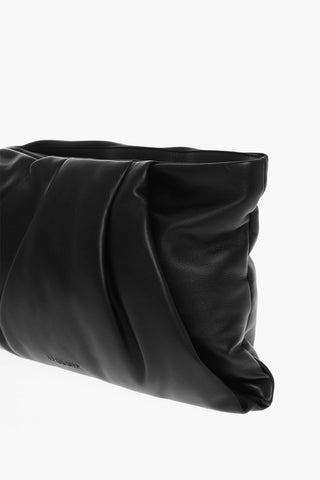Solid Color Leather Maxi Clutch