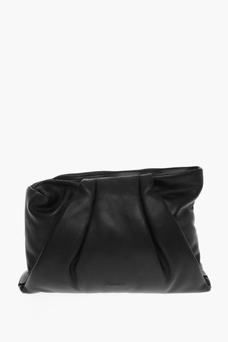 Solid Color Leather Maxi Clutch